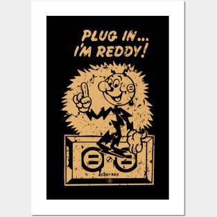 plug in reddy kilowatt distressed brown Posters and Art